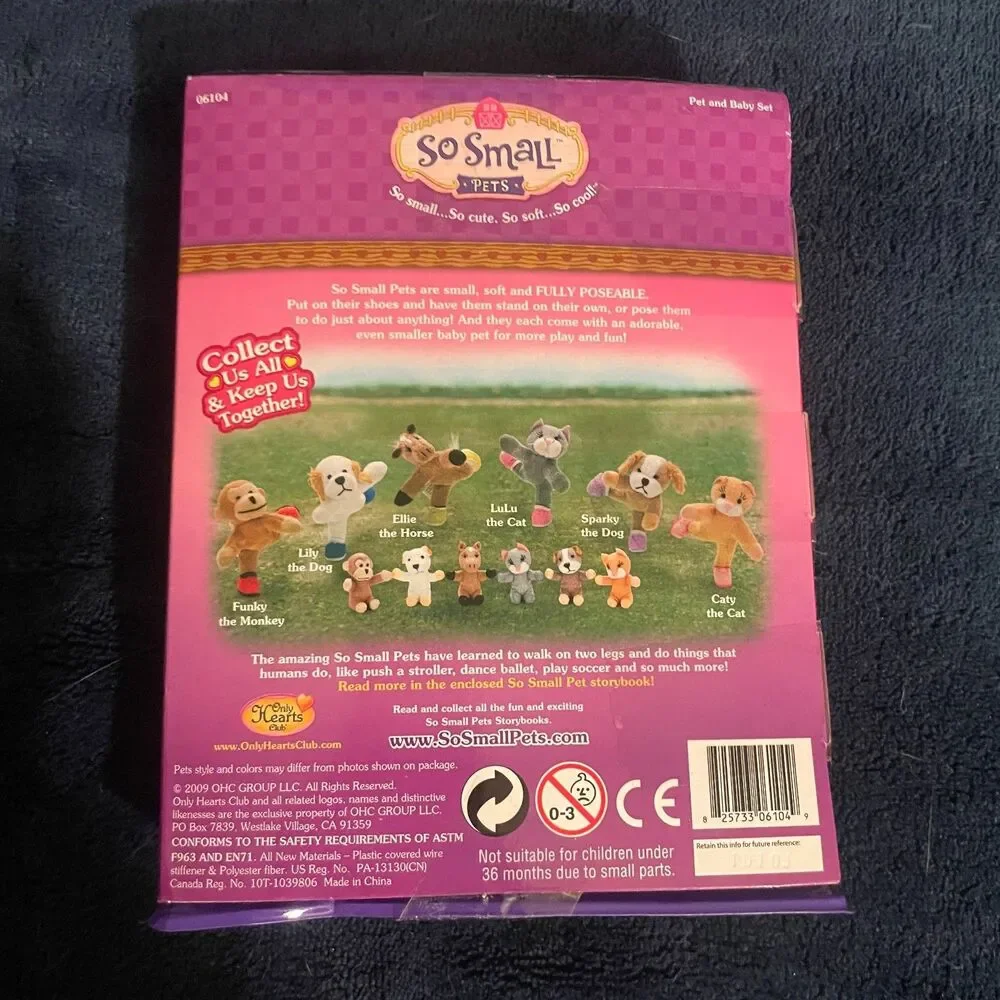 Only Hearts Club So Small Pets Pet & Baby Kitten Plush Figure Set New Sealed Y2K